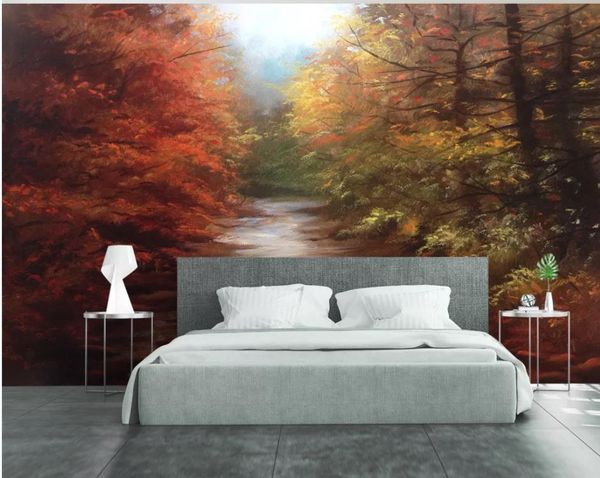 

современная гостиная обои картина маслом лес фон стена европейский стиль