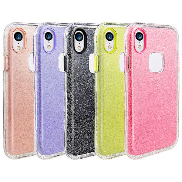 

3 in 1 glitter sparkle dual layer quicksand liquid case shockproof bumper for iphone 11 pro max xr xs s9 s8 note 10