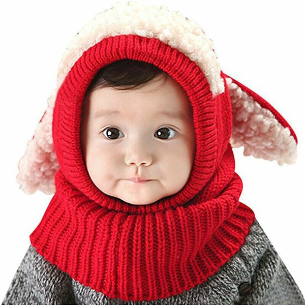 

toddler kids baby boy girl baby cute ears hat warm hat new winter super warm beanie hooded earflap knitted cap scarf, Yellow