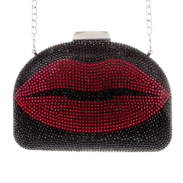 

2020 quality diamond evening clutch bags bling lip wedding wallets with chain chain cross body bags drop shipping mn1647