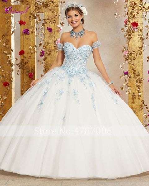 

sweet 16 dress for 15 years ball gown quinceanera dress 2019 luxury appliques beaded flowers debutante gown vestidos de 15 anos, Blue;red