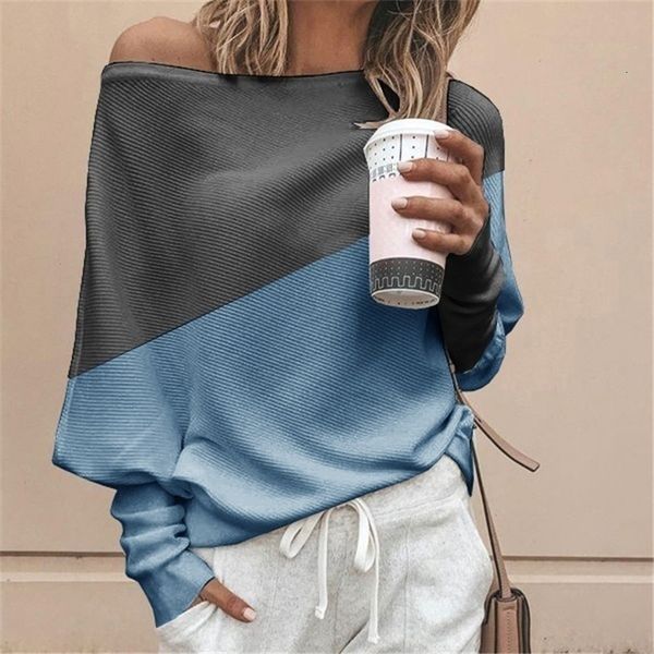 

spliced blouse womens and blouses off shoulder knitting cotton blouses long sleeve fashion female plus size 5xl, White