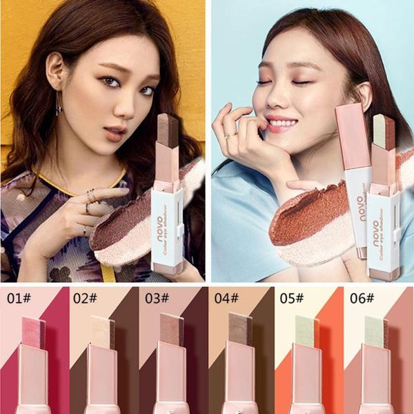 

professional double color eyeshadow stick stereo gradient velvet eyeshadow stick sombra shimmer shadow cream pen eye makeup penc