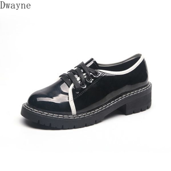 

small leather shoes 2020 new patent leather ins tide lace colorful british black and white color single shoes
