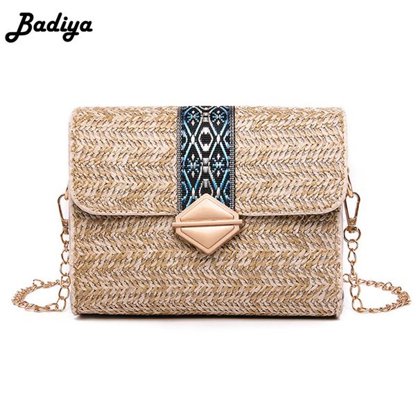 

fashion straw bag women summer woven beach bag for travel chain shoulder crossbody ladies phone flap