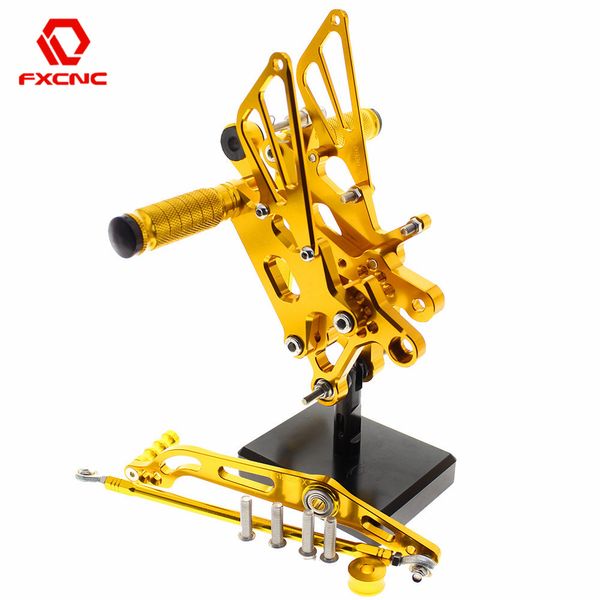 

cnc aluminum adjustable motorcycle rearset rear set foot pegs pedal footrest for yamaha r6 yzf r6 2006-2016 2015 14 13 12 11