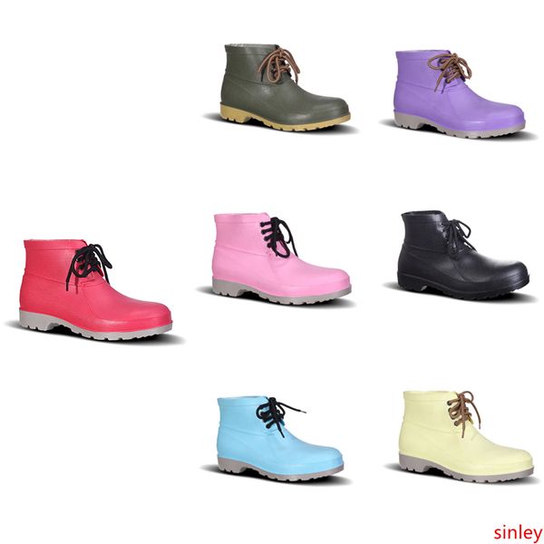 

fashion no-brand design rain boots low labor insurance shoes steel toe cap black yellow pink red purple dark green men shoes 38-44