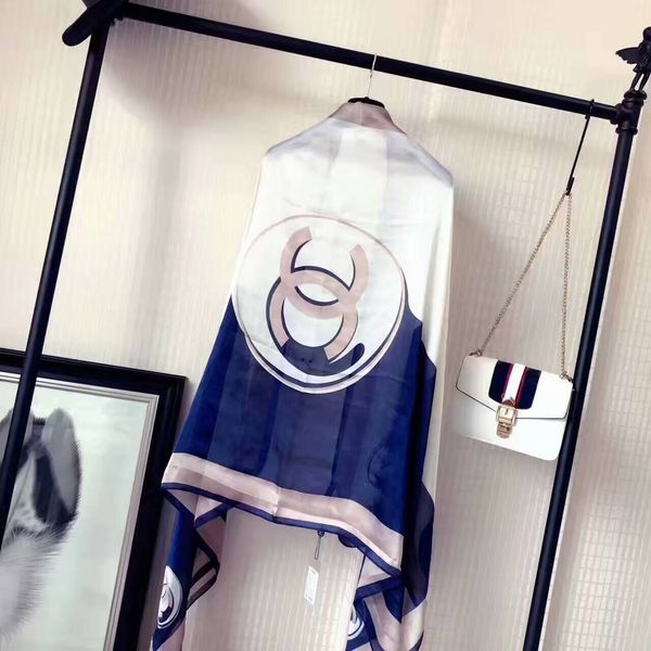 

new 2020 luxury women 100% silk scarf designer classic starry style beach shawl headwrap silk scarves exquisite woman silk scarf 180-90cm, Blue;gray