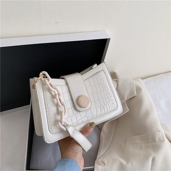 

burminsa summer arcylic chain underarm bags for women trendy crocodile design hand bags shoulder crossbody bag 2020