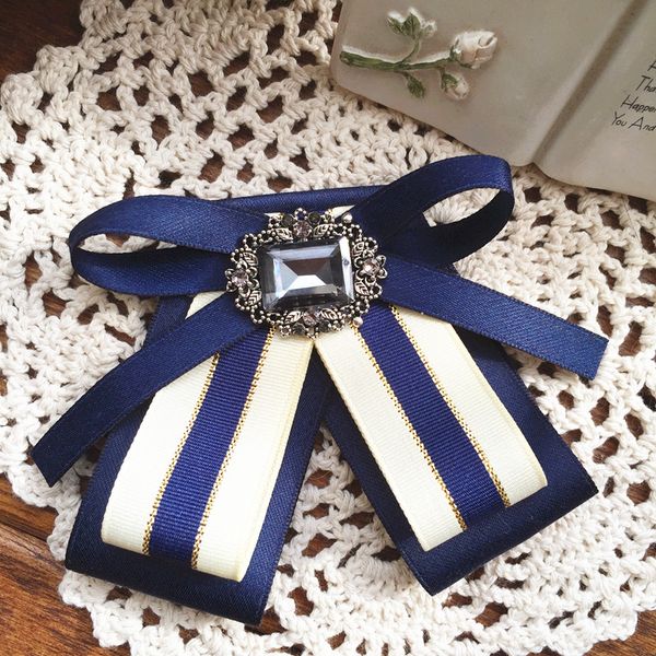 

neck ties i-remiel original handmade elegant court style rhinestone bow tie brooch school fabric bows blouse shirt collar accessories, Blue;purple