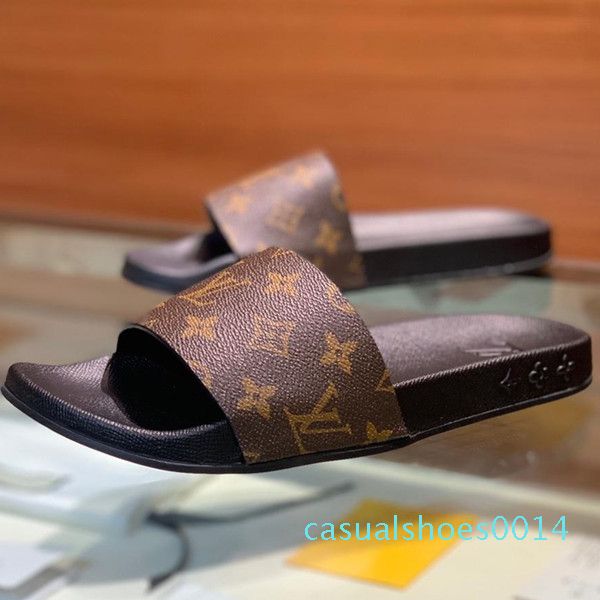 

waterfront mule slippers men luxury sandals flat designer shoes slippers summer flexible rubber outsole slide slippers with box c14, Black