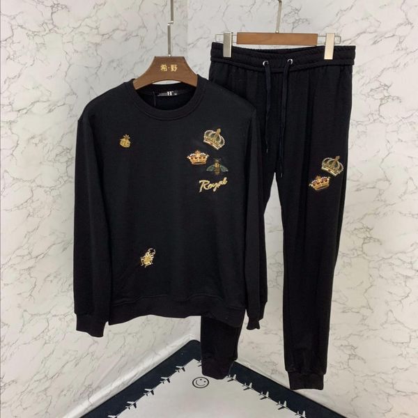 

2019 sportswear hoodies set clothes embroidery sweat suits men full slim tracksuits cotton sweatshirts coats track suits joggers, Gray