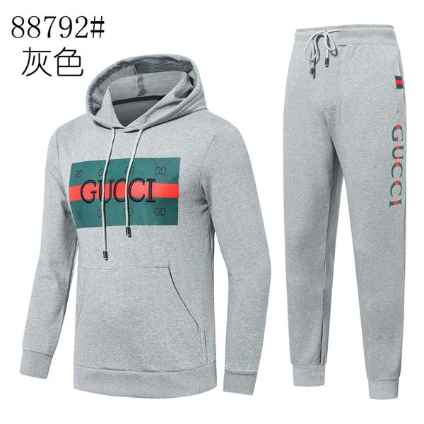 

061 de igner men brand hooded weater weat uit ee autumn men luxury track uit jogger uit jacket pant et porting uit print, Gray