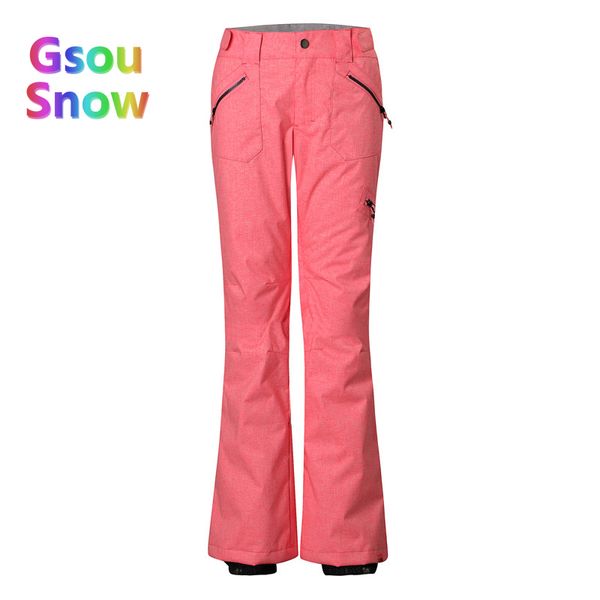 

gsou снег зима открытый женский лыжный спорт водонепроницаемый лыжные брюки, чтобы согреться розовый камуфляж сноуборд брюки