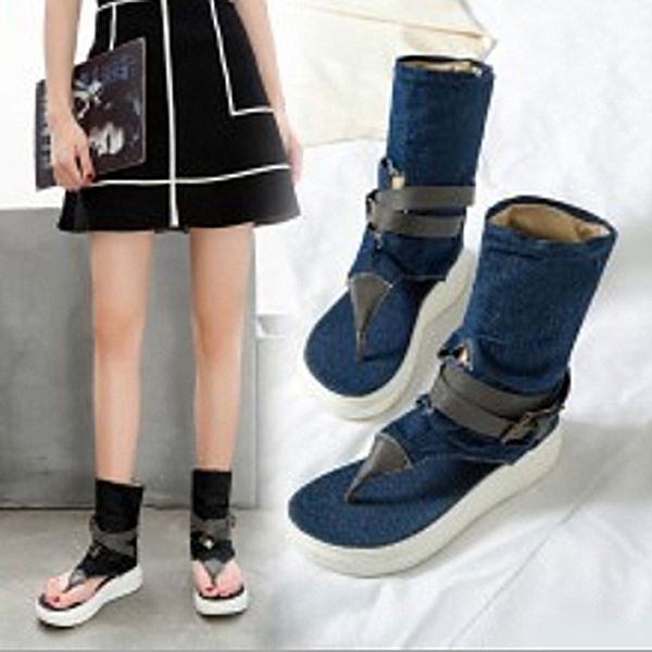 

women sandals denim wedges shoes summer beach shoes fashion platform sandals ladies woman sandalie flip flops creepers, Black