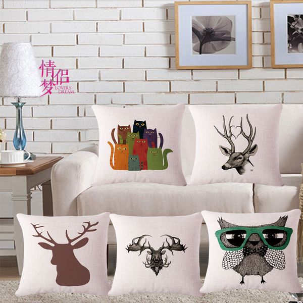 

cartoon hand animal cotton flax pillow back cushion loose coat