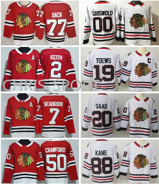 

Chicago blackhawk pro hockey jer ey 77 kirby dach 2 duncan keith 19 jonathan toew 20 brandon aad 50 corey crawford 88 patrick kane, Black;red