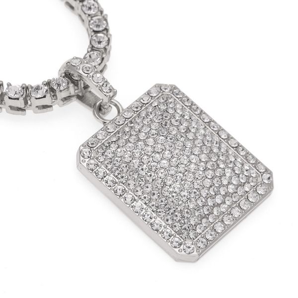 

fashion- hop necklace jewelry fashion gold iced out chain full rhinestone dog tag pendant necklaces, Silver