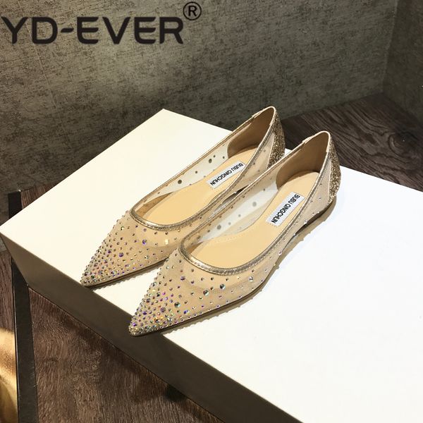 

fashion women casual designer gold glitter point toe crystal strass point toe flats loafer bride wedding shoes, Black