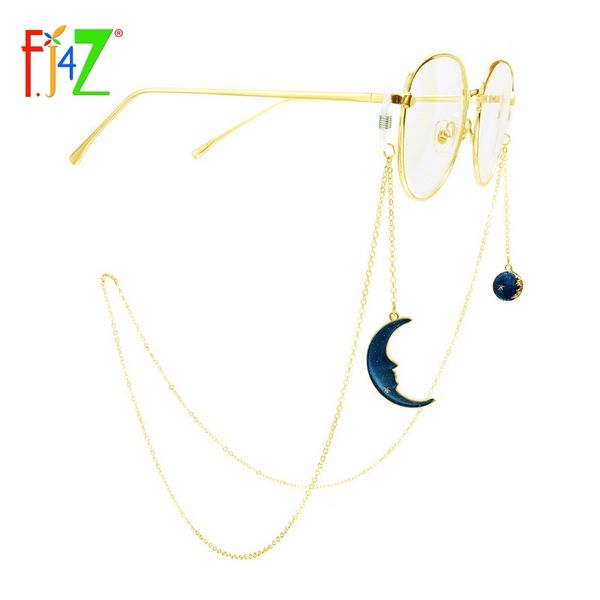 

f.j4z new design glasses tie straps planet moon pendant drop sun glasses chain women fashion lanyard holder accessories, Silver