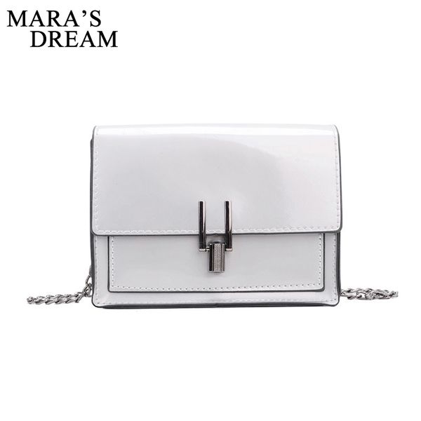 

mara's dream 2020 new solid color patent leather girl chain fashion small square bag i lock buckle wild diagonal women bag