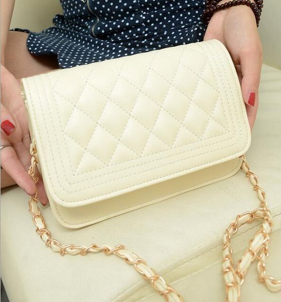 

lozenge fashion handbags pu leather women bag sweet girl chain small square package lattice shoulder female bag