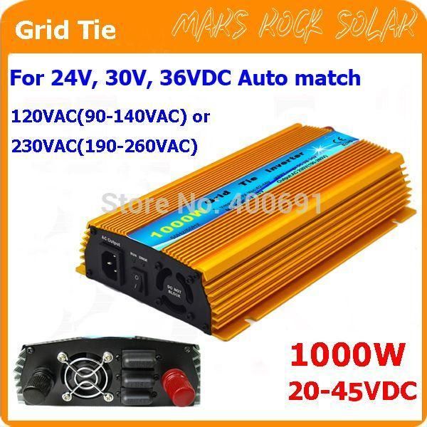 Freeshipping 1000 W Grade tie micro inversor, 20V-45VDC, 90V-140V ou 190V-260VAC, viável para 1200W, 24V, 30V, 36V painel solar ou sistema de vento