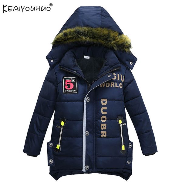

keaiyouhuo 2017 new winter boys jacket zipper warm kids clothes cotton coat for boys hooded outerwear children jackets clothing, Blue;gray