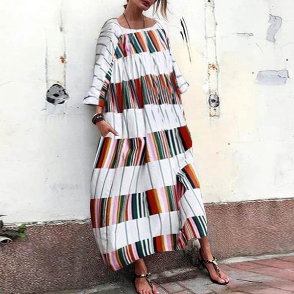 

ladies dresses designer dress women maxi long dress spring vintage casual ankle length loose bohemian printed patchwork beach vestidos, Black;gray