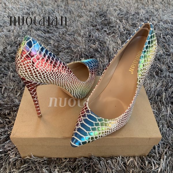 

2019 brand fashion women shoes snake printed woman shoes party stilettos high heels 12cm/10cm/8cm pointed toe women pumps, Black