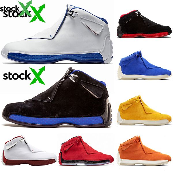 

2020 18 18s xviii mens basketball shoes black royal og sport suede yellow orange blue fashion jumpman brand toro designer sneakers 7-13