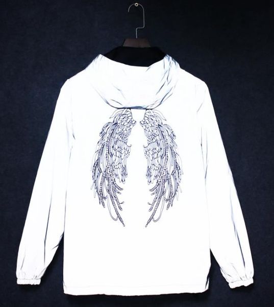 

19SS Mens 3M Reflective Outdoor Jacket Luminous Windbreaker Jacket Couples Hooded Sports Coats
