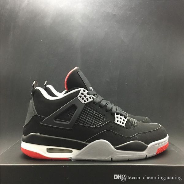 

Newest Release Air Authentic 4 Bred Basketball Shoes Retro Black Cement Men IV Sports Shoes Top Qualitye Grey Summit White Fire Red Sneakers