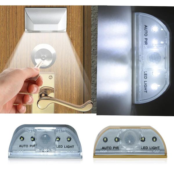 

stock lamp night light intelligent auto pir door lock induction lamp door keyhole ir motion sensor heat detector 4 led smart light