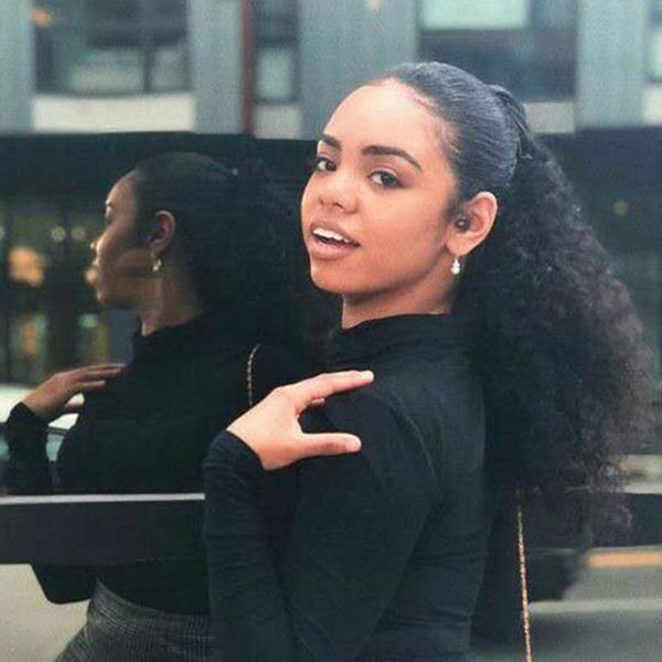 Afro Kinky Curly Ponytail For Black Women Natural Black Remy Hair