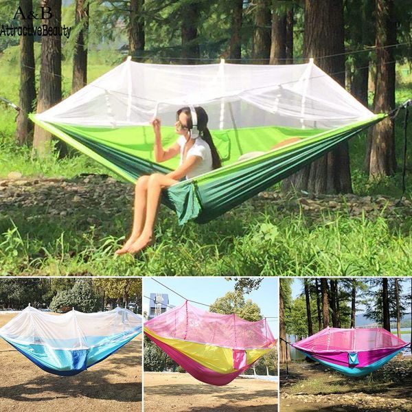 

durable solid with mosquito net hammock random outdoor camping single outdoor, home 300kg hammock bed