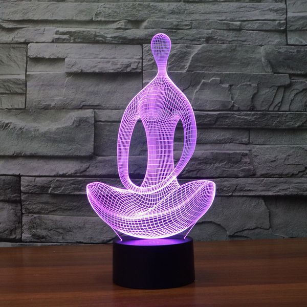 

7-color 3d yoga model illusion night light usb smart touch led gift decor table lamp