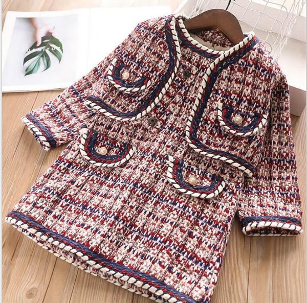 

girls sets 2019 fall cotton cardigan coats and sleeveless dress 2 pcs sets boutique kids clothing sweet girls fall outfits t200413, White