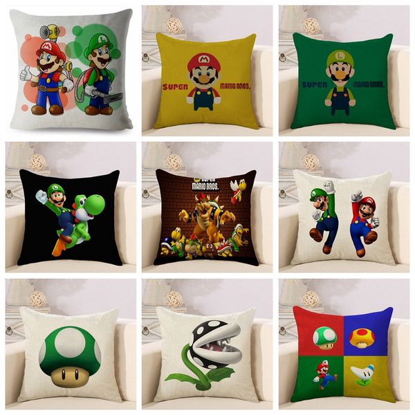 

classic game colorful cartoon super mario pillowcases 45*45cm cushion cover soft short plush decor pillow case car sofa home