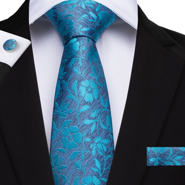 

hi-tie blue floral ties set classic fashion men's 100% jacquard woven silk neckties for men formal business wedding n-7116, Black;blue