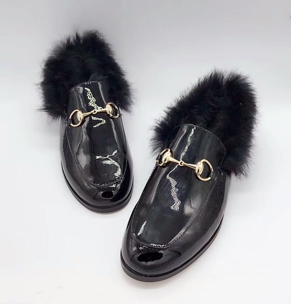 

women men luxury dress flats leather princetown velvet loafers with fur mens designer fashion loafers with horsebit metal buckle warm c09