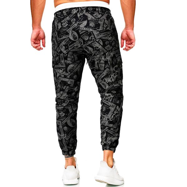 

men casual solid loose patchwork sweatpant trousers jogger cargo pants sweatpants joggers pantalones hombre streetwear plus size, Black