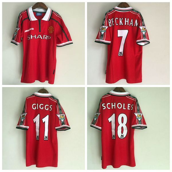 

98 99 velvet name number man beckham keane ol kjaer gigg 3 champion retro utd occer jer ey 1998 1999 u cla ic vintage football hirt, Black;yellow