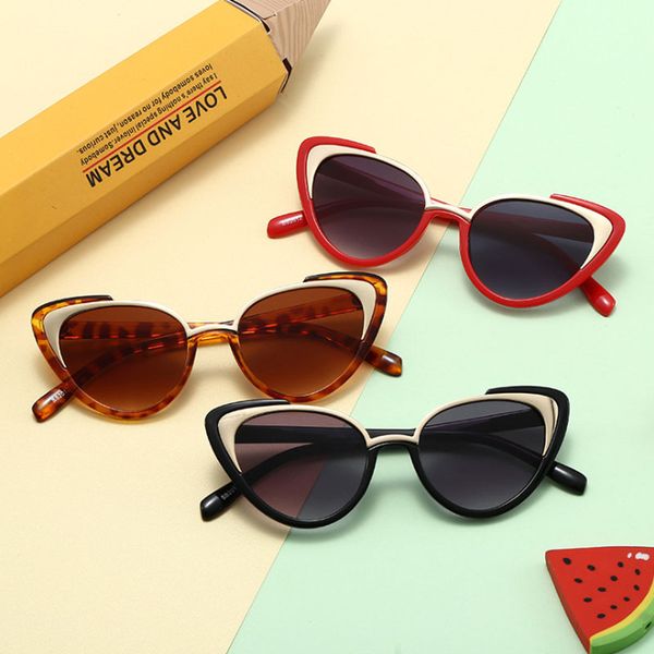 

classic vintage cat eye sunglasses kids sun glasses for girls boys, White;black