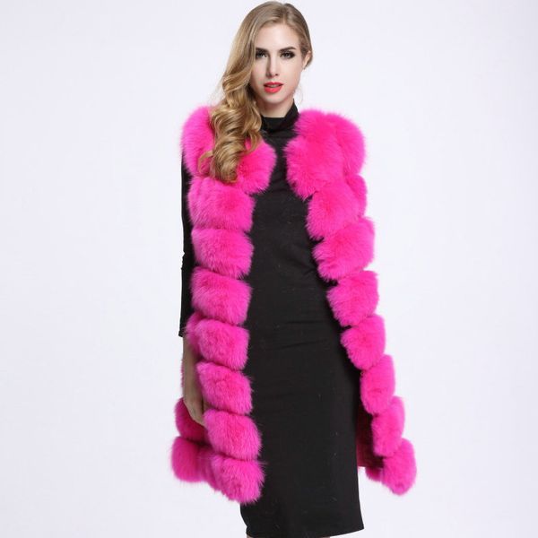 

new ladies large size faux fur vest vest long section faux fur coat, Black