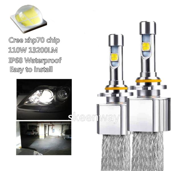 

автомобиль fanless led фара комплект для cree xhp70 led 6000k замена 55w 6600lm лампочку h4 h7 h8 h9 h11 9005 9006 9012 авто противотуманная