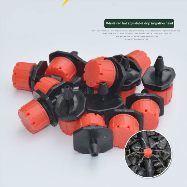 

watering sprinklers anti clogging adjustable micro drip irrigation system 1/4 inch garden supplies emitter 100 pcs 8 holes