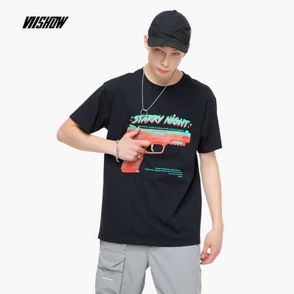 

viishow brand 2020 summer black short-sleeved t-shirt men printed men's round neck half-sleeved shirt youth tees td1462192, White;black