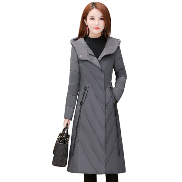 

хлопок пальто женщины 2019 осень и зима нового повседневные ветровки с капюшоном моды большого размером сгущает 5xl куртка женщин, Black