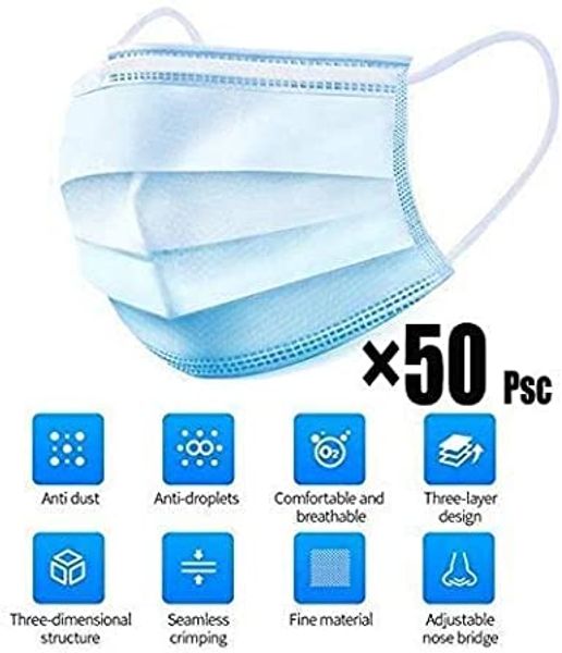 

disposable 3-ply face masks lyncmed earloop mask melt-blown nonwoven fabric in middle,suitable for personal protection dust-proof anti spitt